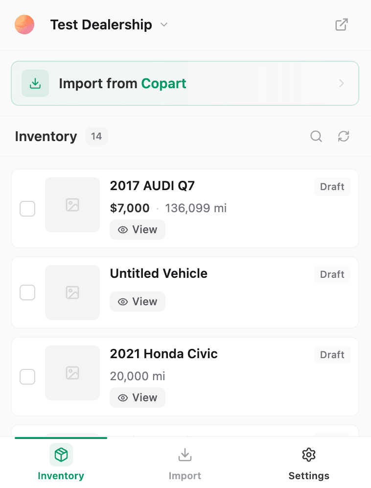 Dealerspot extension inventory list
